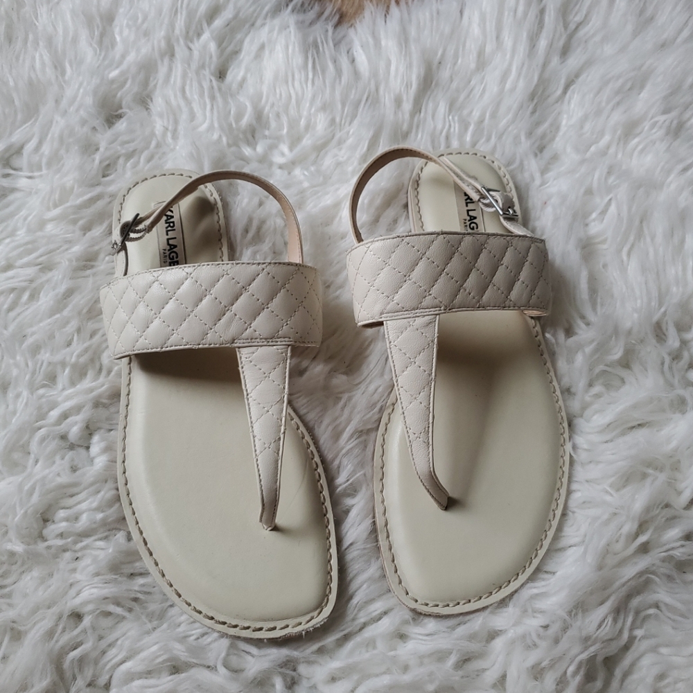 Karl Lagerfeld Paris Mildred sandals 8 M White quilted leather